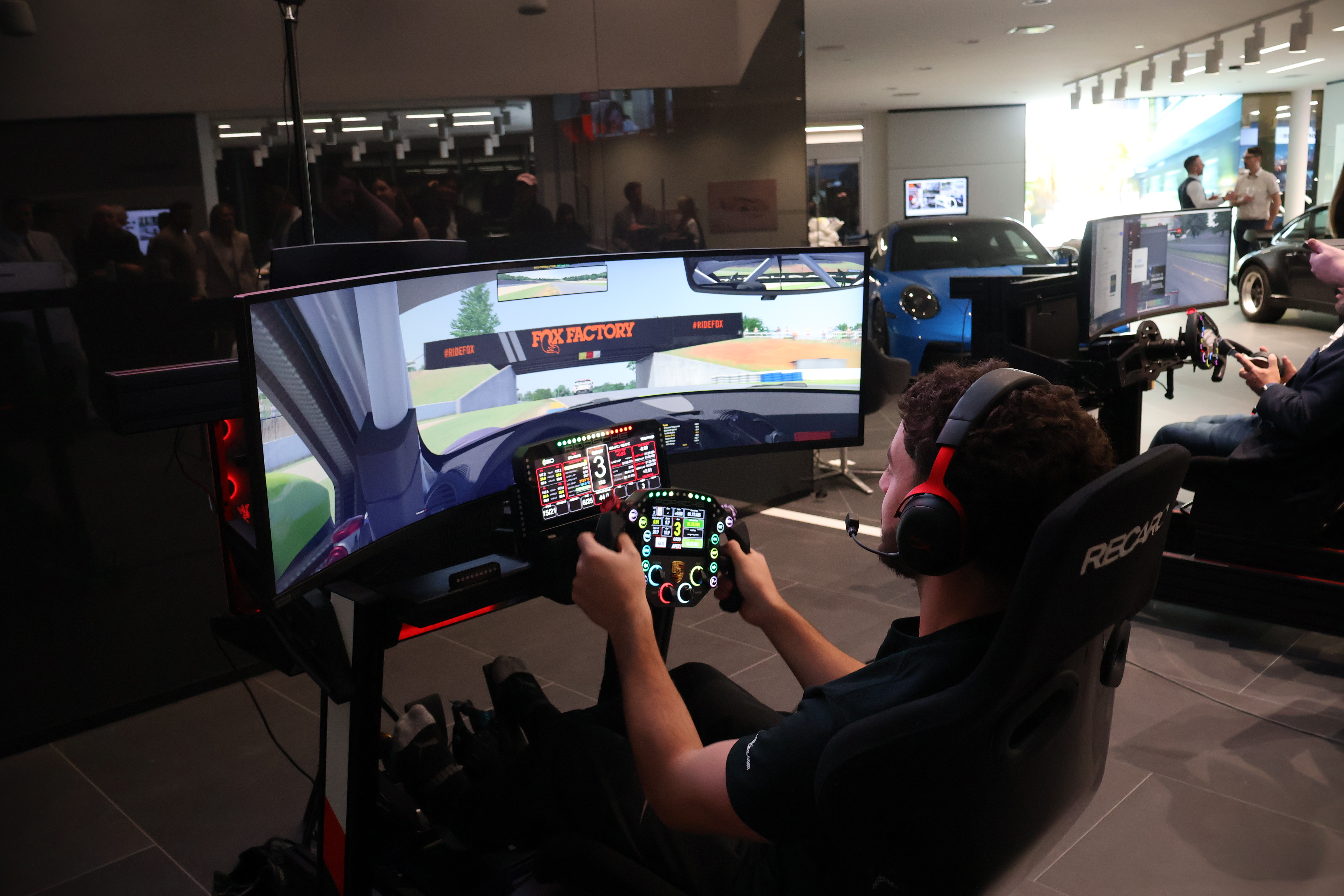 Connor Bell on the sim rig